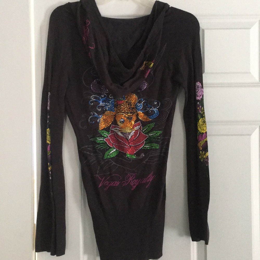 Gray plunge hoodie